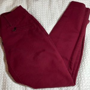 0P Ann Taylor red/maroon skinny trousers with ankle cut